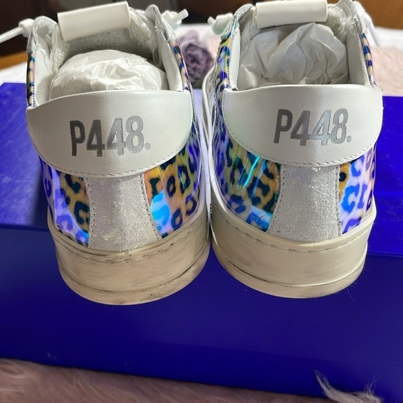 NWT P448 Jack Leopard Print Hologram Low Top Sneakers - Picture 7 of 10